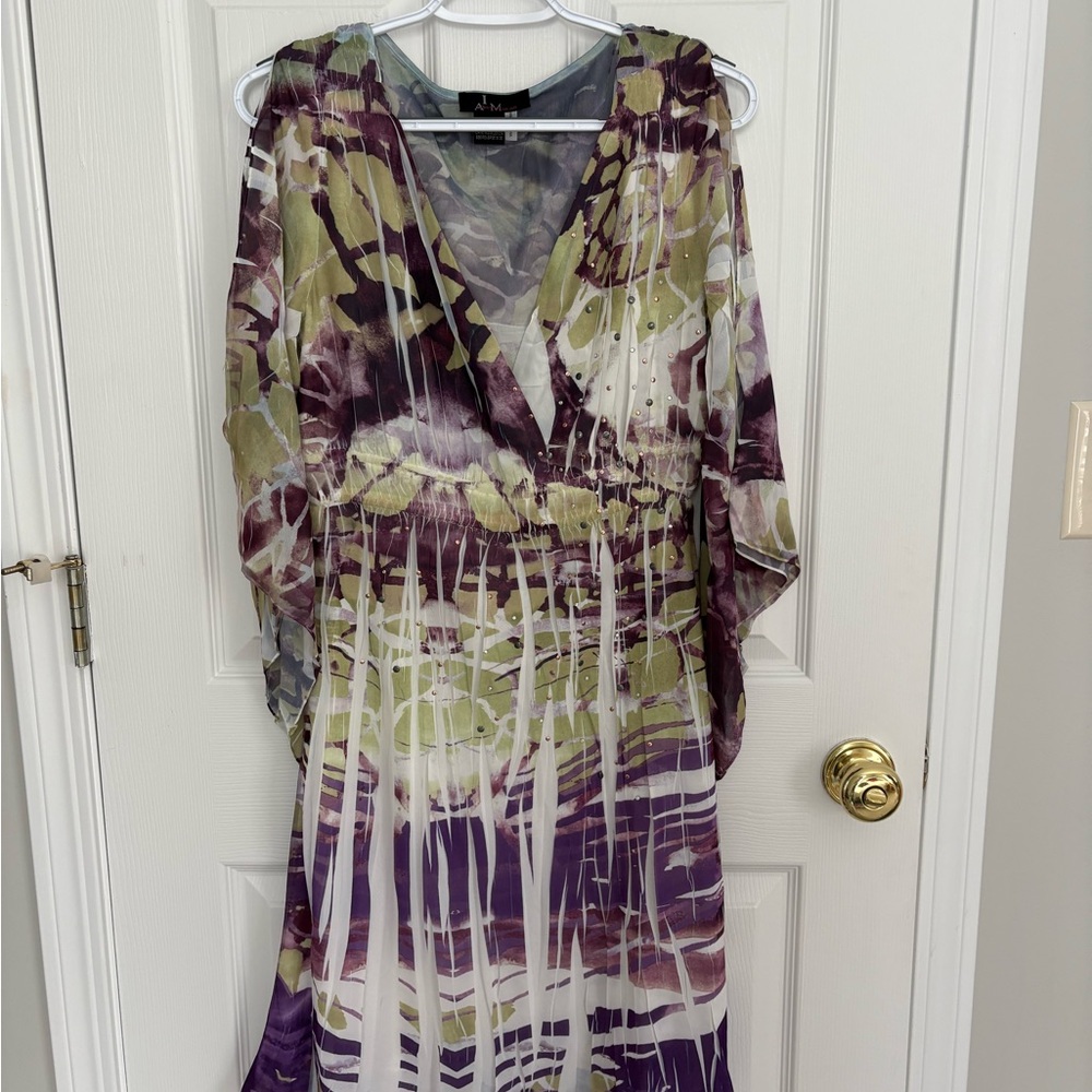 Alberto Makali Purple and Green Mini Dress - Picture 2 of 9